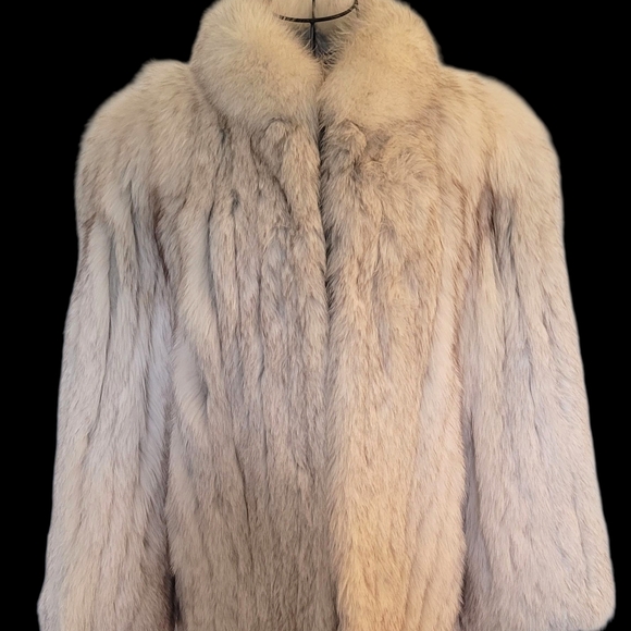 Saga Furs Jackets & Blazers - Saga Fox Vintage Blue Fox Fur Coat, Size L, Mid-Length Coat